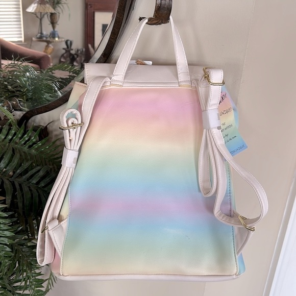 NWT Betsey Johnson Kitty Cat Unicorn Pastel Ombre Large Drawstring Backpack main image 10